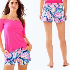 Lilly Pulitzer 4" Adie Short Pink Sunset The Sunny Side size 8